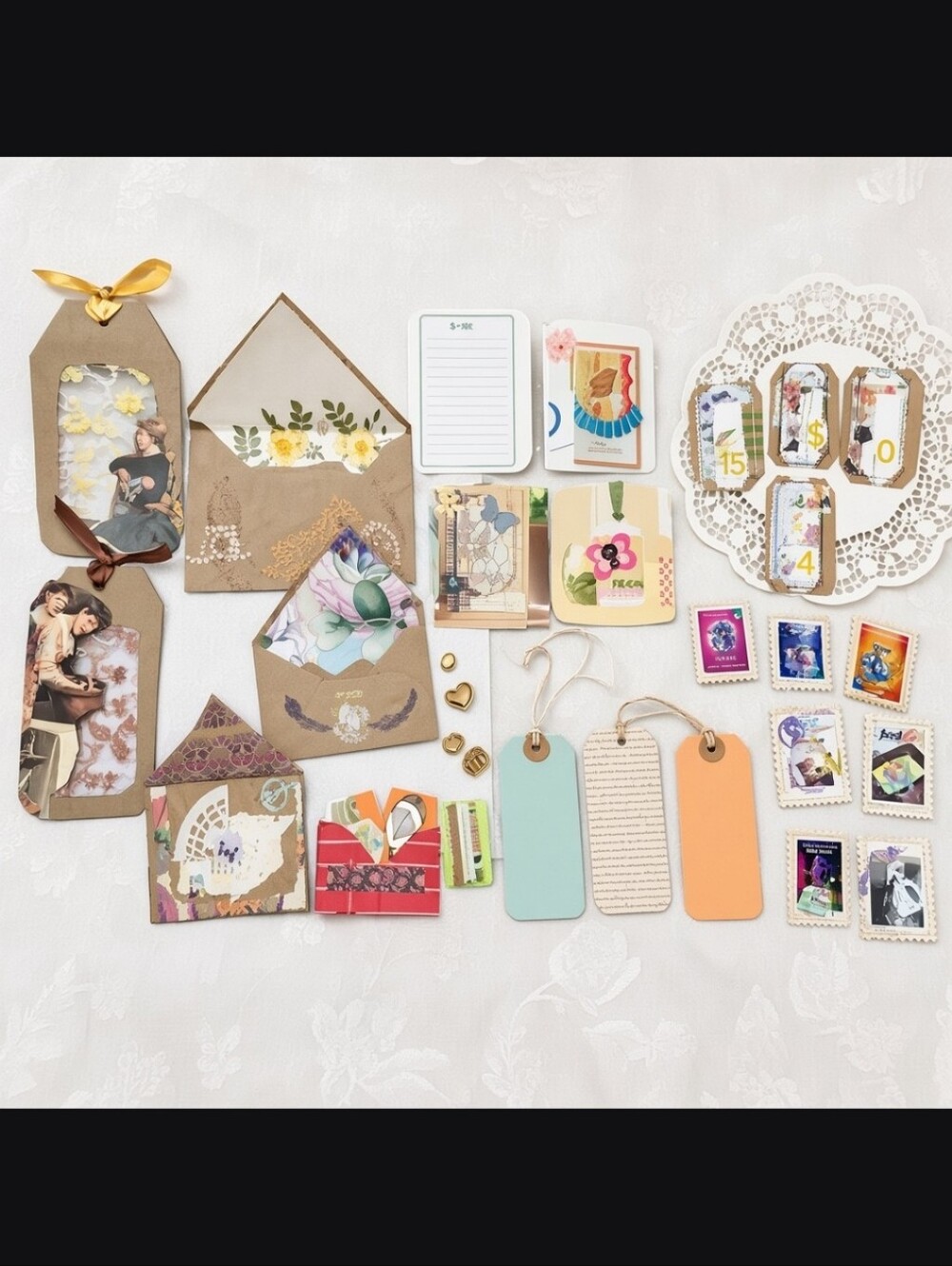 ​Vibe Check: Mega Ephemera Crafting Lot w/ Vintage Tags, Faux Stamps & Free Gift